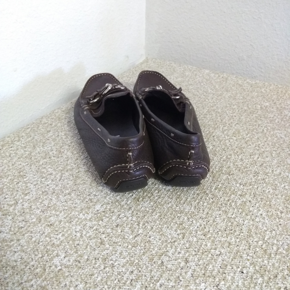 Prada Brown Pebbled Leather Loafers - Picture 3 of 8